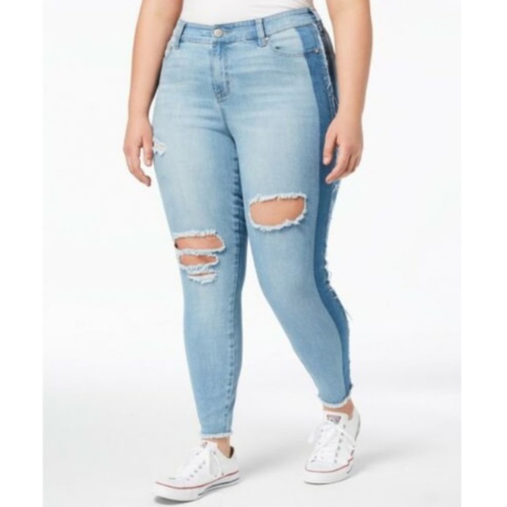 Celebrity Pink Ripped Two-Tone Ankle Skinny Jeans